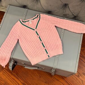 Janie and Jack Pink Cardigan with Green Trim 5